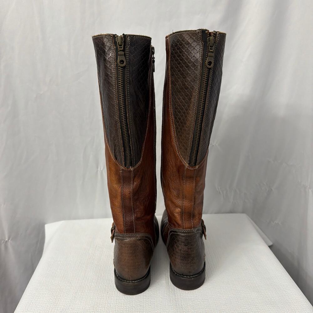 BedStu Boots Womens 7.5 Glaye Tall Riding Two Tone Back Zip for Wide Calves - Picture 6 of 15